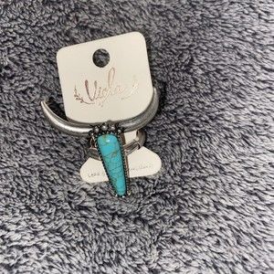 Viola Turquoise Longhorn Head Ring Adjustable Stretchy Band